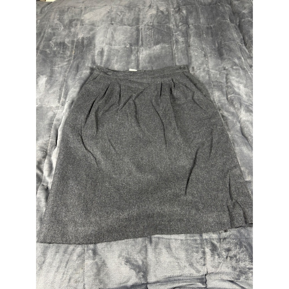 Miss Pendleton Vintage Charcoal Gray Wool Pleated Midi Skirt Size 10 USA Made